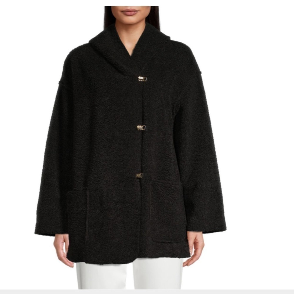 MAX Studio Faux Fur Hooded Teddy Coat. Size S